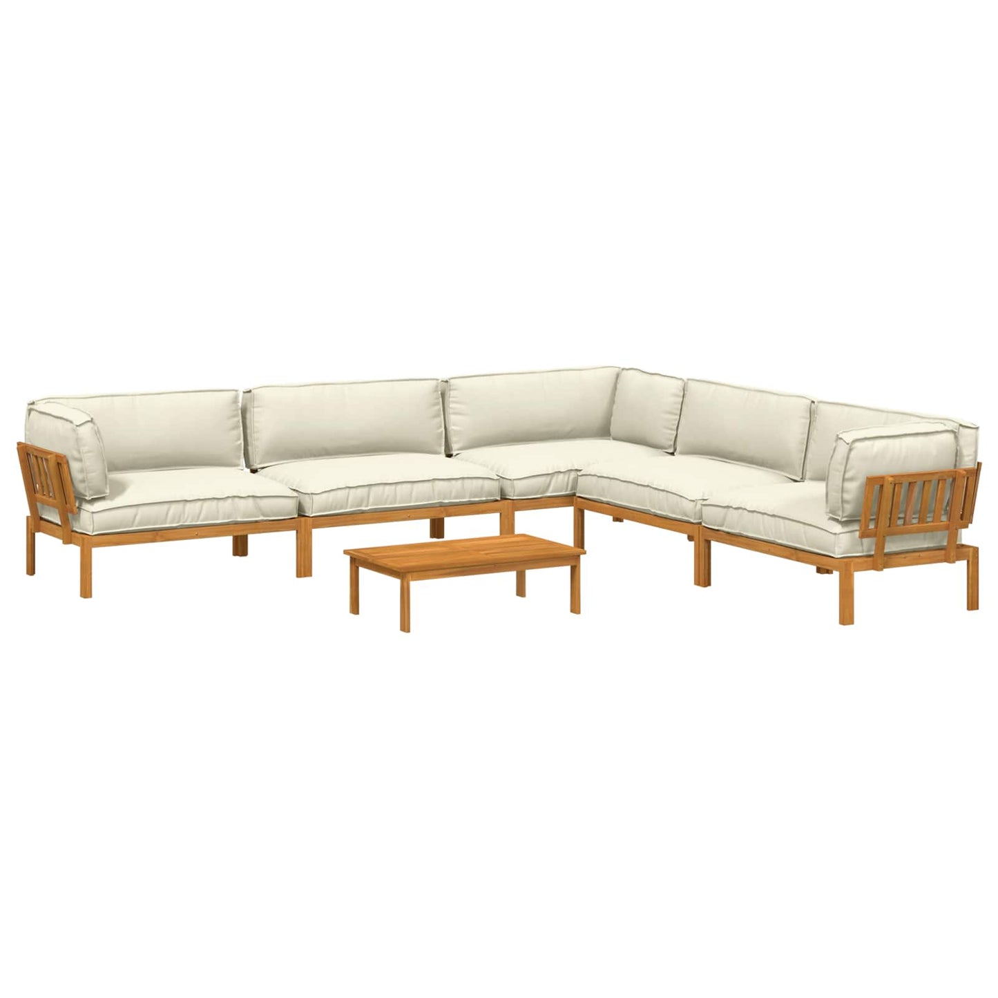 Set di divani con cuscino 6 pcs Crema Legno di Acacia Massello