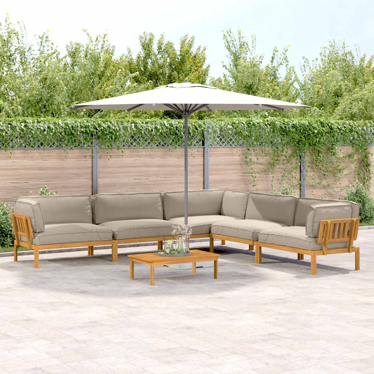 Set di divani con cuscino 6 pcs Talpa Legno di Acacia Massello