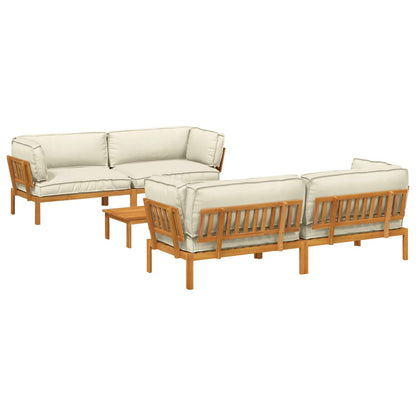 Set di divani con cuscino 5 pcs Crema Legno di Acacia Massello