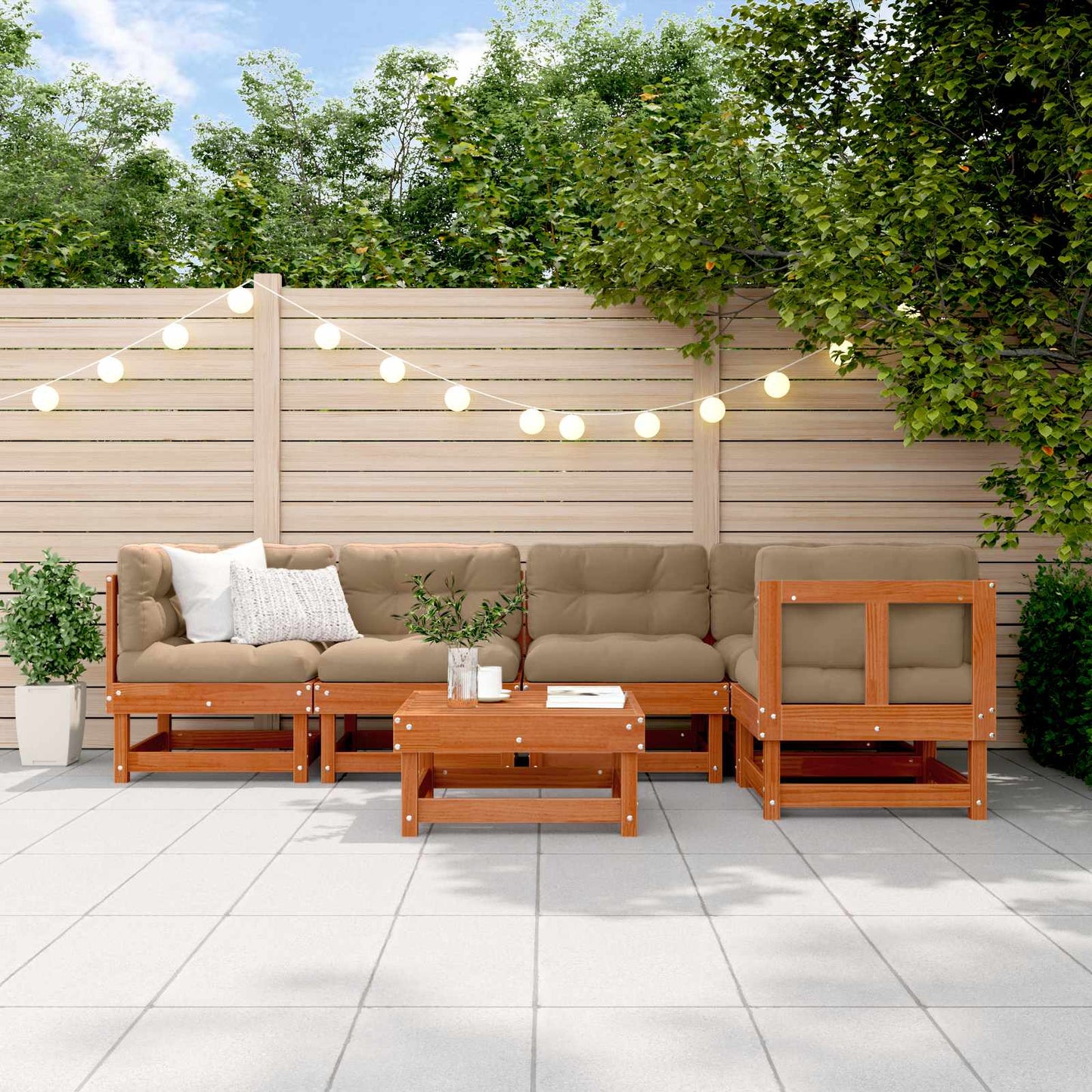 Set Lounge da Giardino 6 pcs Marrone Cera