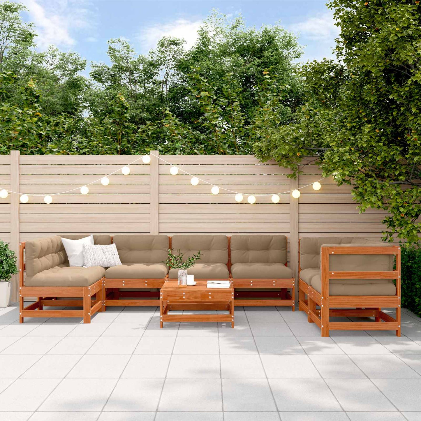 Set Lounge da Giardino 8 pcs Marrone Cera