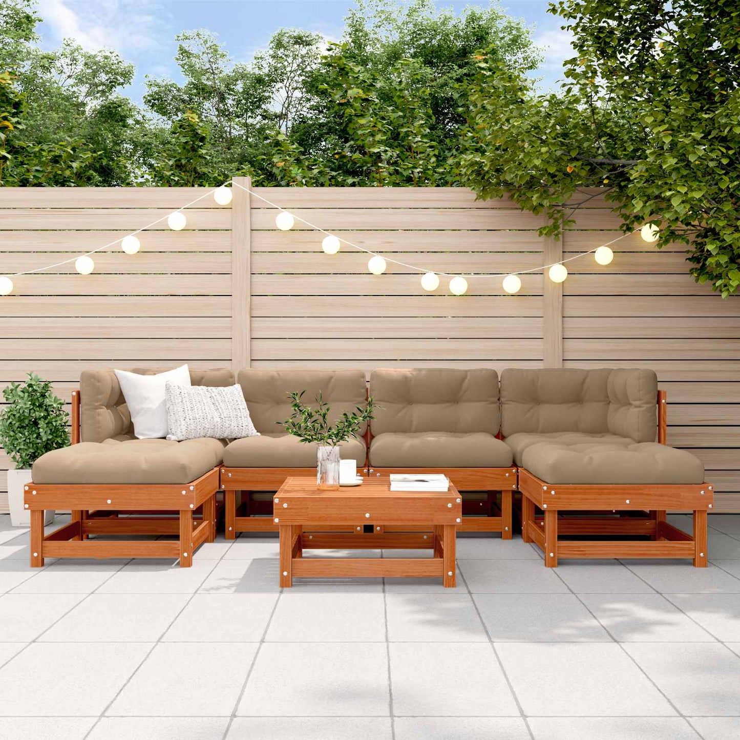 Set Lounge da Giardino 7 pcs Marrone Cera