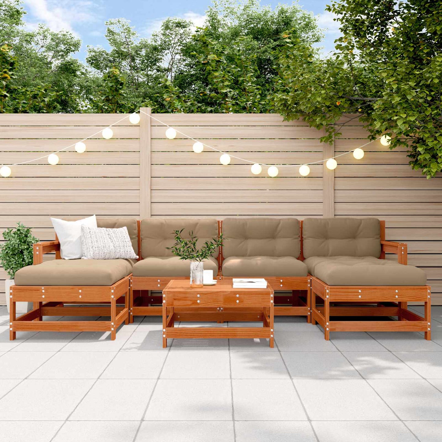 Set Lounge da Giardino 7 pcs Marrone Cera