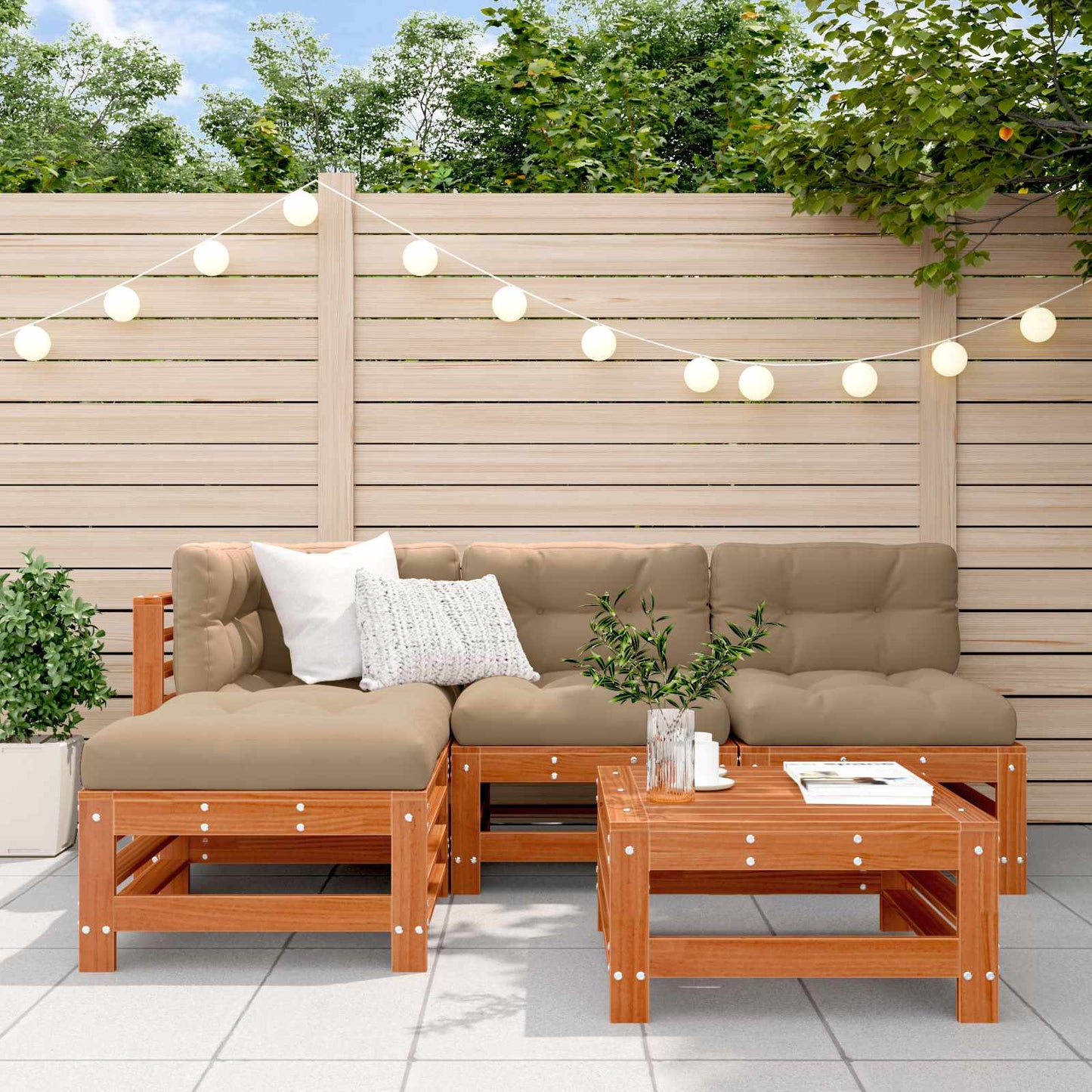 Set Lounge da Giardino 5 pcs Marrone Cera