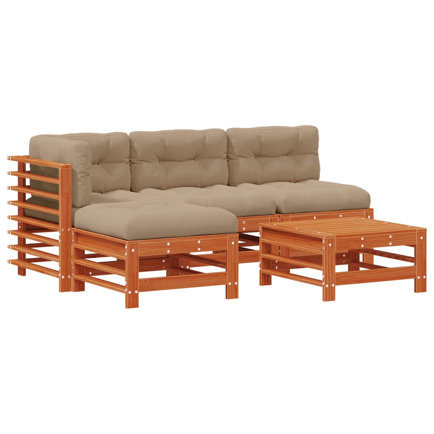 Set Lounge da Giardino 5 pcs Marrone Cera