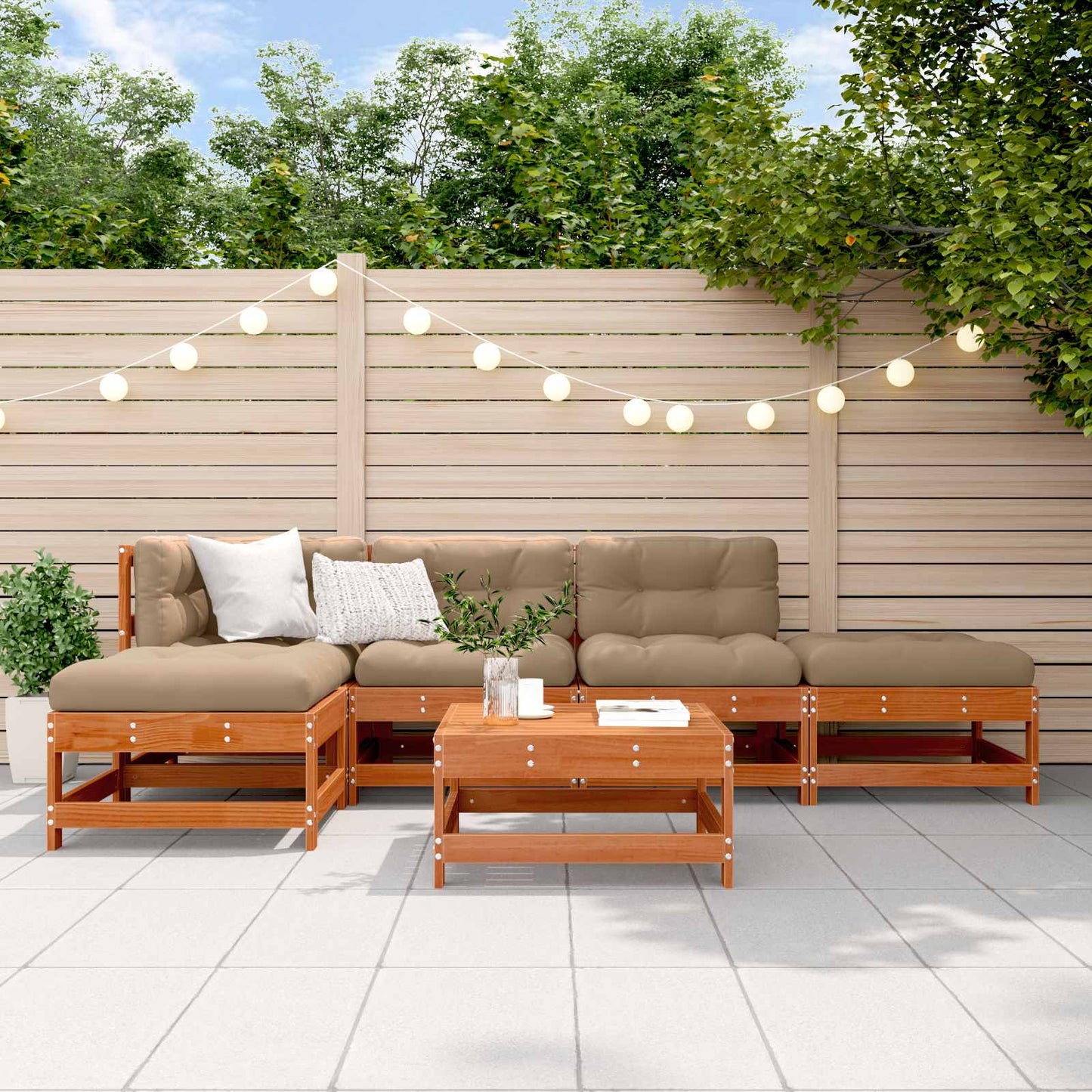 Set Lounge da Giardino 6 pcs Marrone Cera