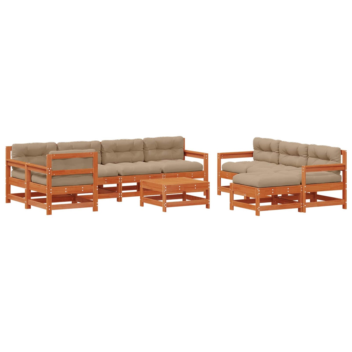 Set Lounge da Giardino 10 pcs Marrone Cera