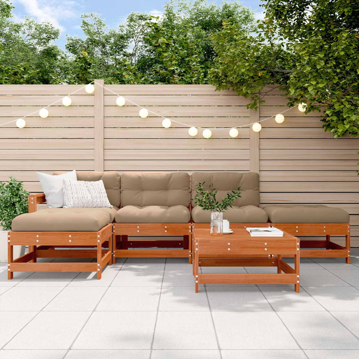 Set Lounge da Giardino 6 pcs Marrone Cera