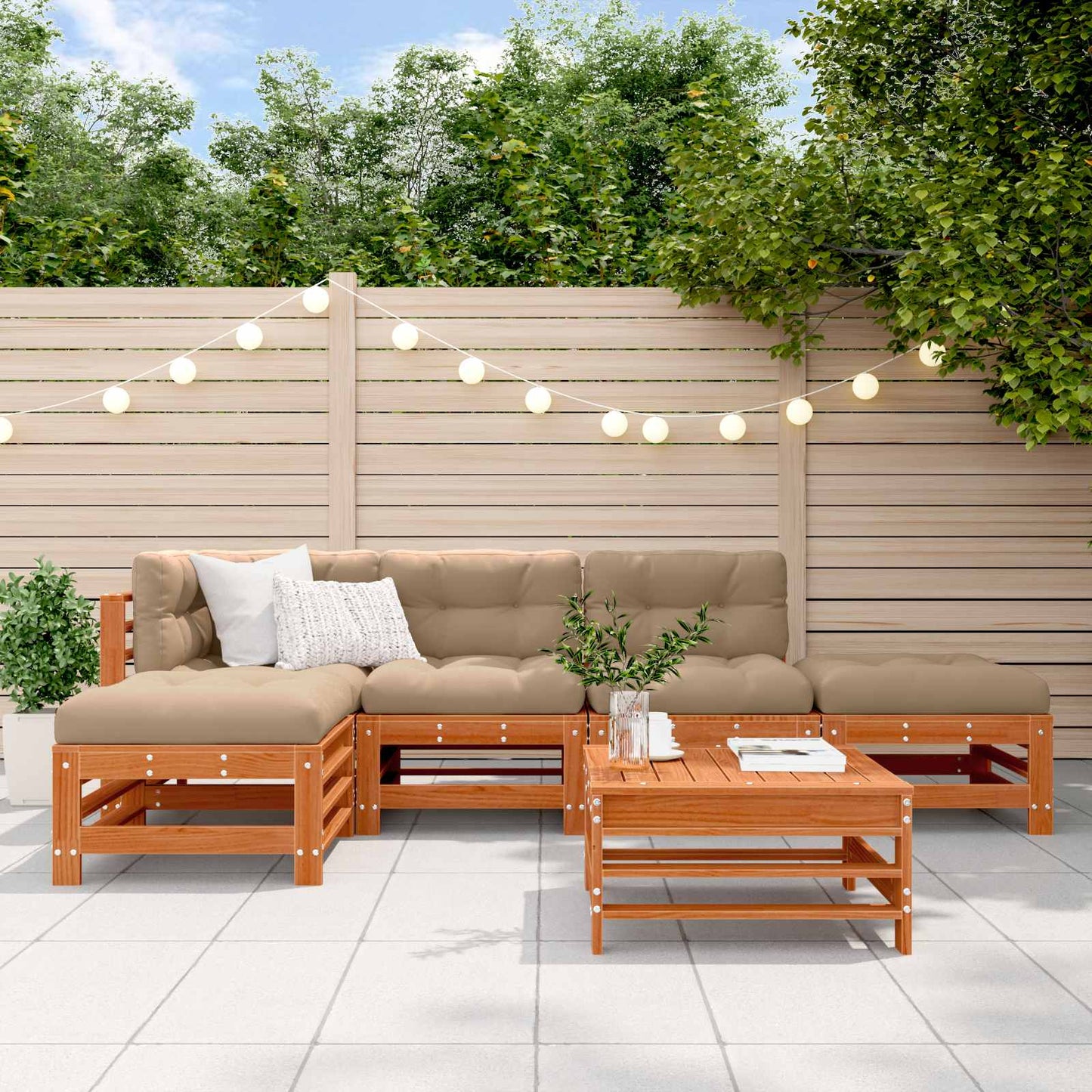 Set Lounge da Giardino 5 pcs Marrone Cera
