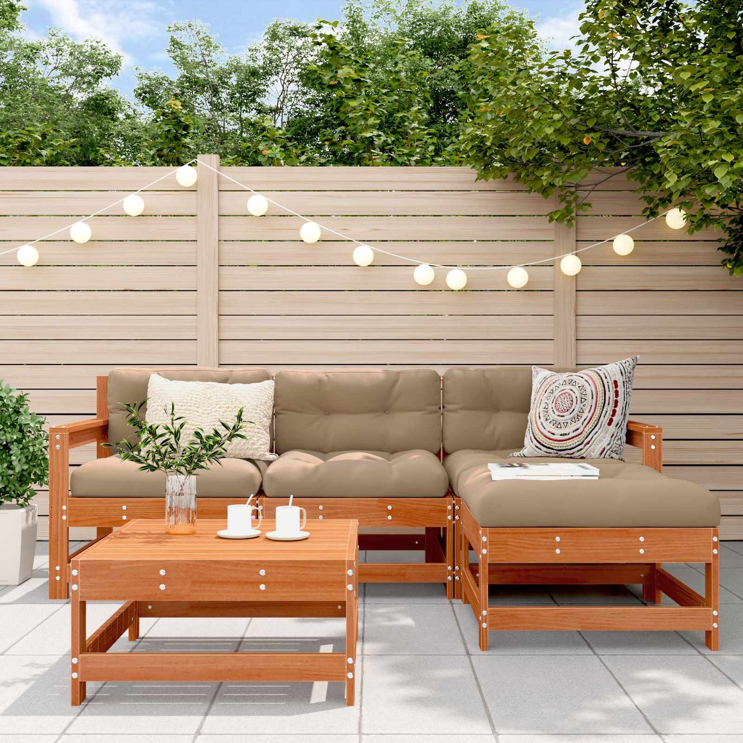 Set Lounge da Giardino 5 pcs Marrone Cera