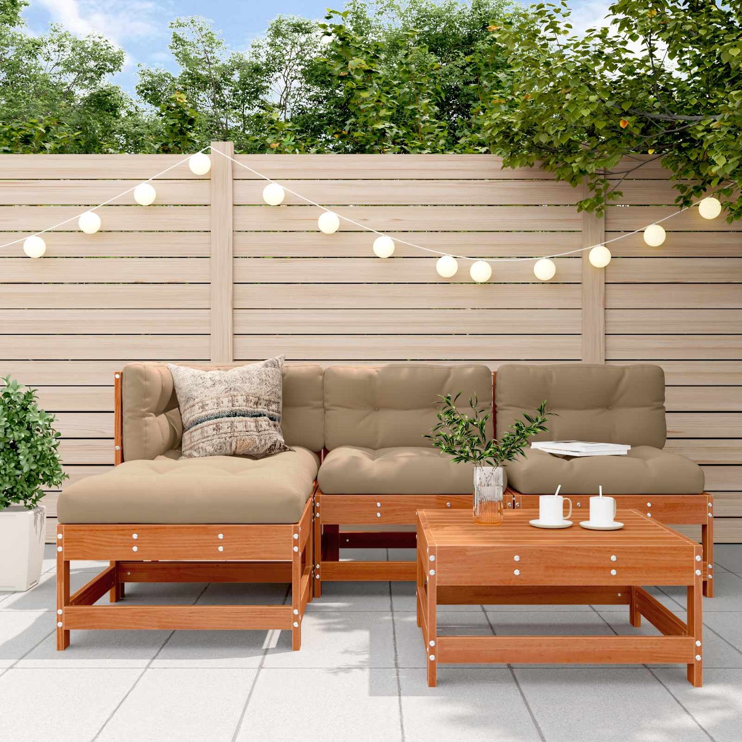 Set Lounge da Giardino 5 pcs Marrone Cera