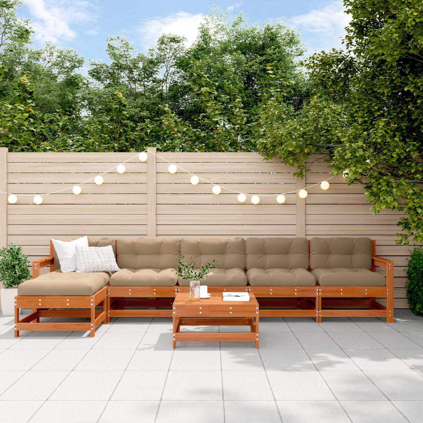 Set Lounge da Giardino 7 pcs Marrone Cera