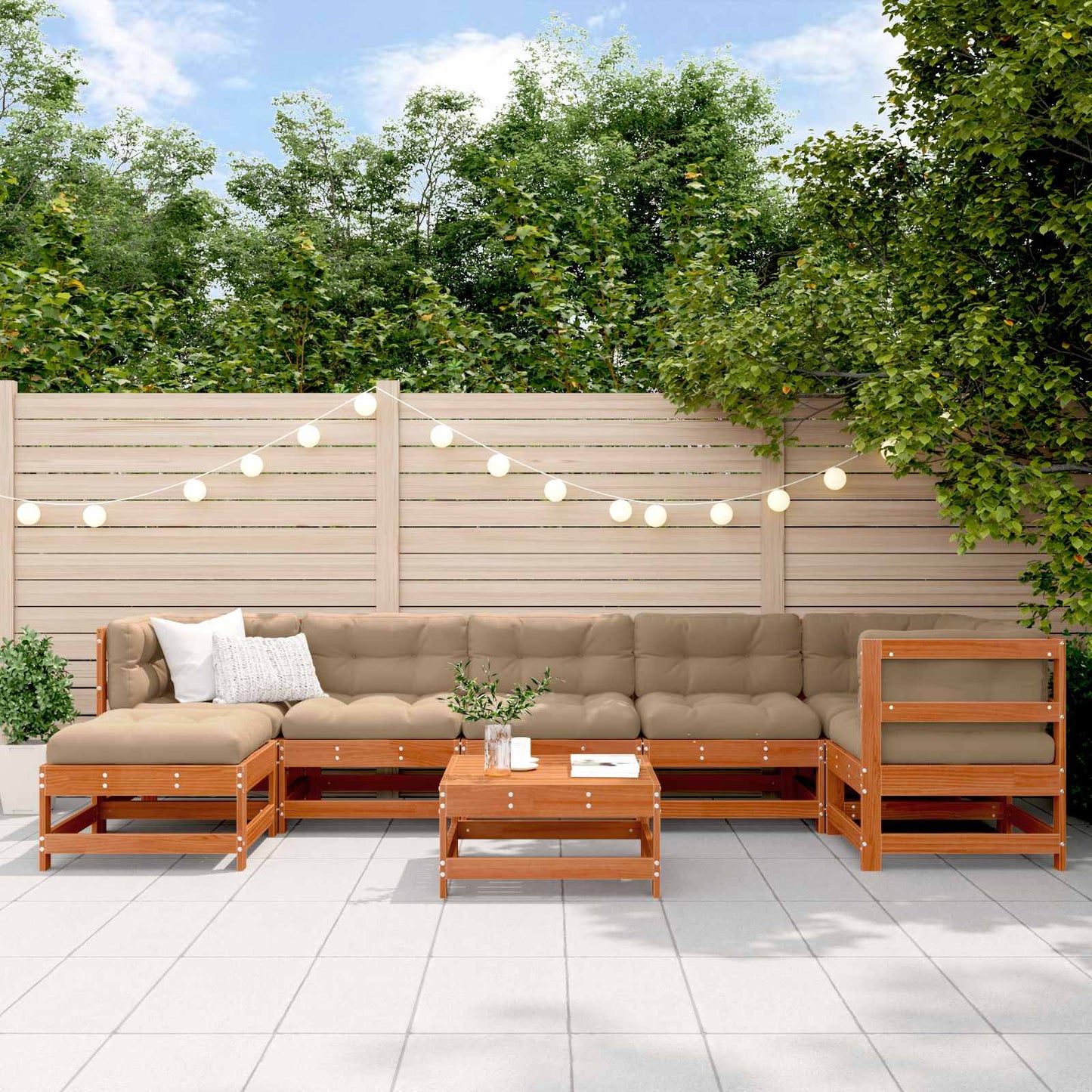 Set Lounge da Giardino 8 pcs Marrone Cera