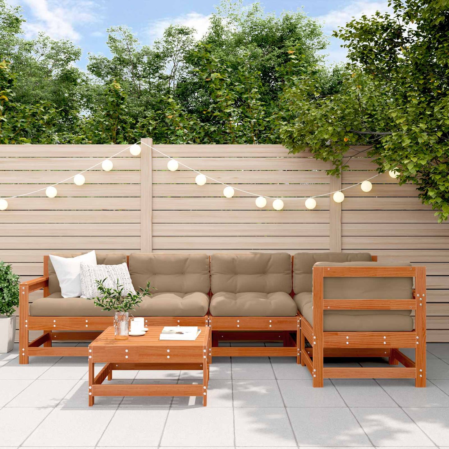 Set Lounge da Giardino 6 pcs Marrone Cera