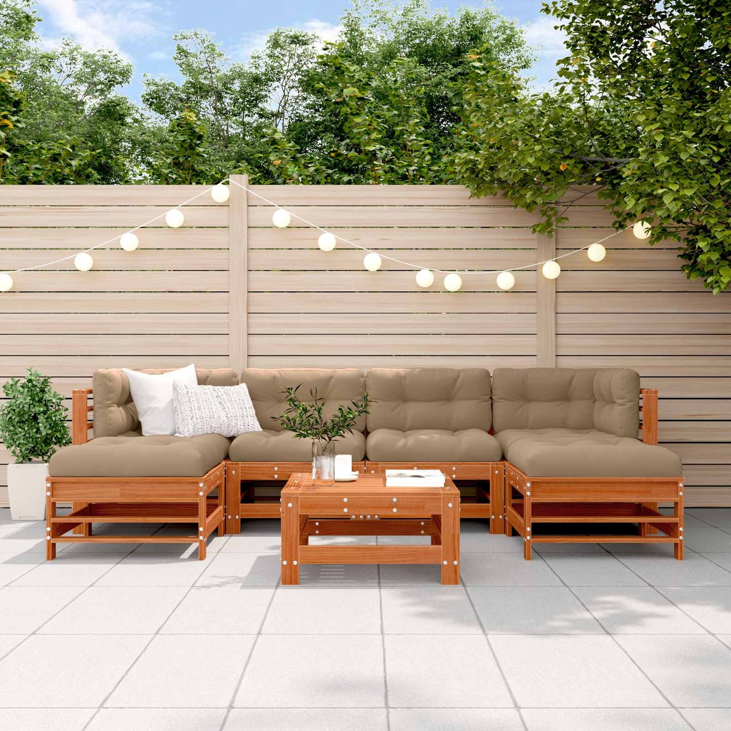Set Lounge da Giardino 7 pcs Marrone Cera