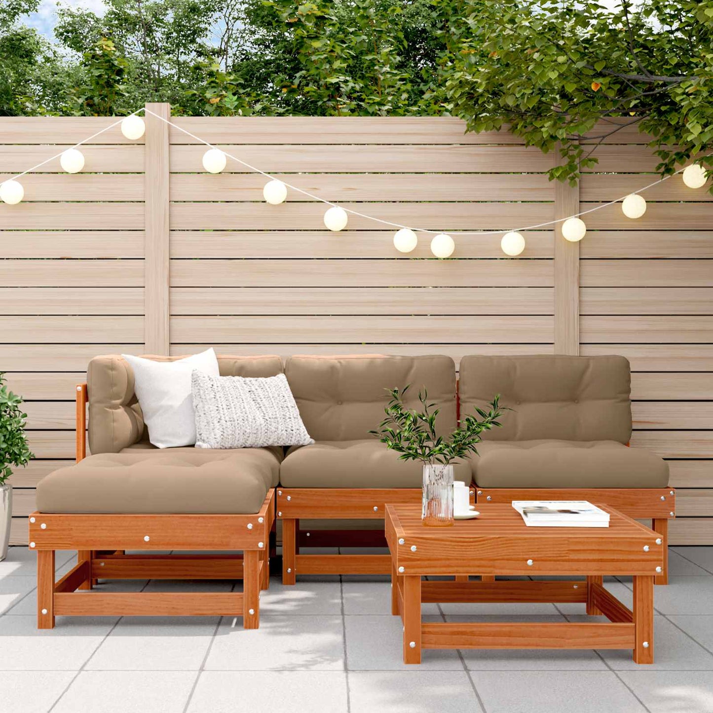 Set Lounge da Giardino 13 pcs Marrone Cera