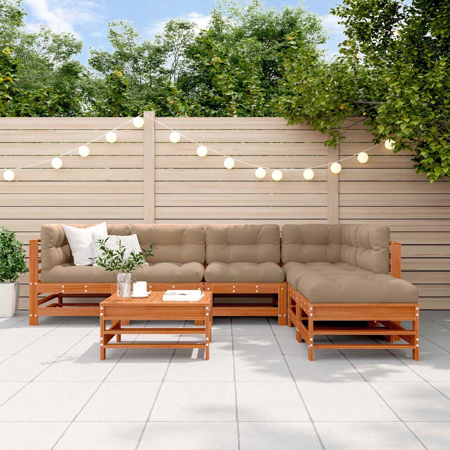Set Lounge da Giardino 7 pcs Marrone Cera