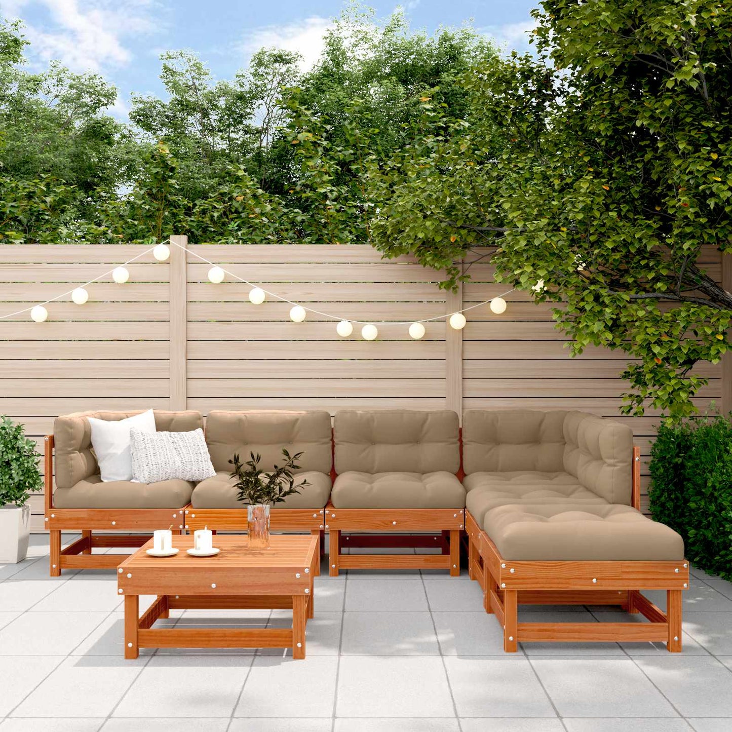 Set Lounge da Giardino 7 pcs Marrone Cera