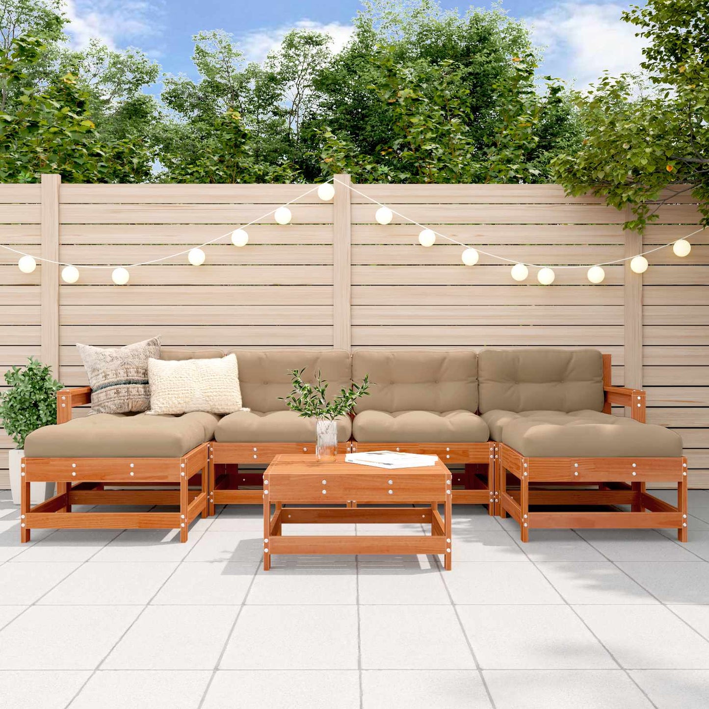 Set Lounge da Giardino 7 pcs Marrone Cera
