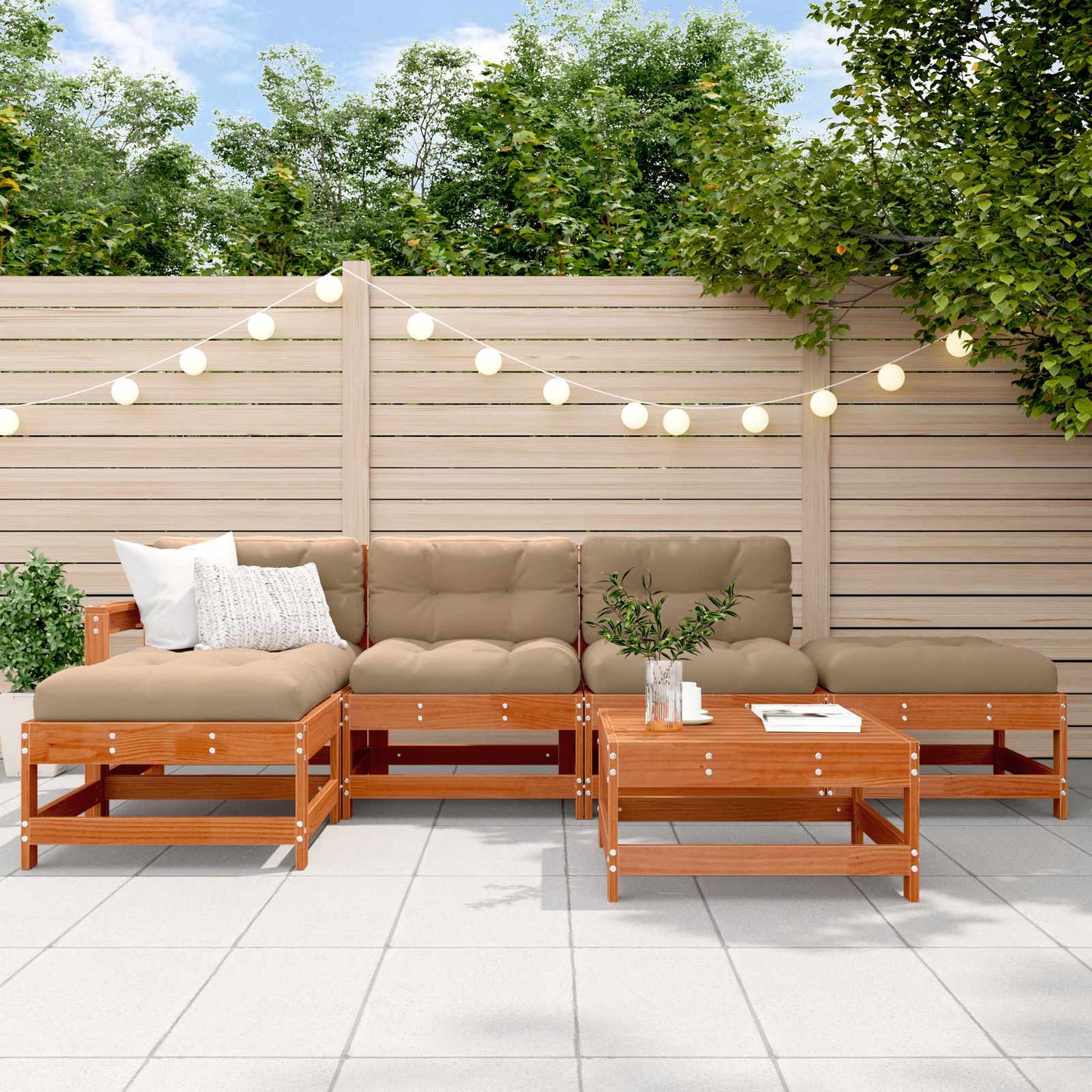 Set Lounge da Giardino 6 pcs Marrone Cera