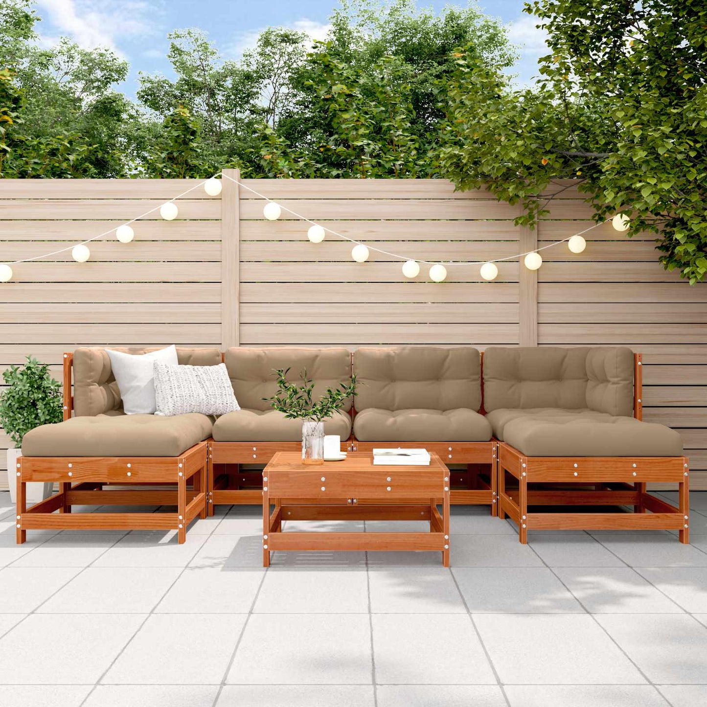 Set Lounge da Giardino 7 pcs Marrone Cera