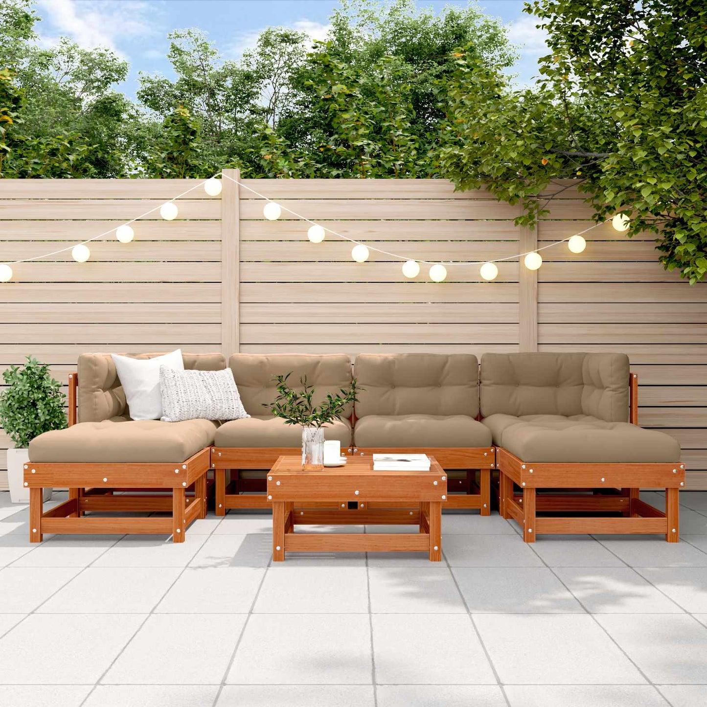 Set Lounge da Giardino 7 pcs Marrone Cera