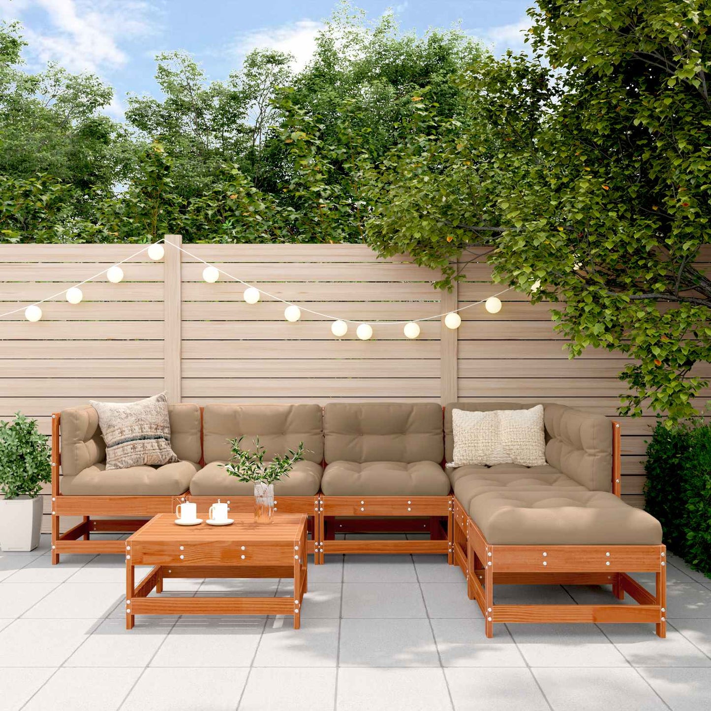 Set Lounge da Giardino 7 pcs Marrone Cera
