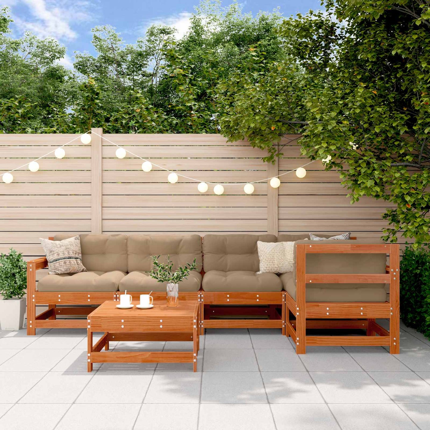 Set Lounge da Giardino 6 pcs Marrone Cera