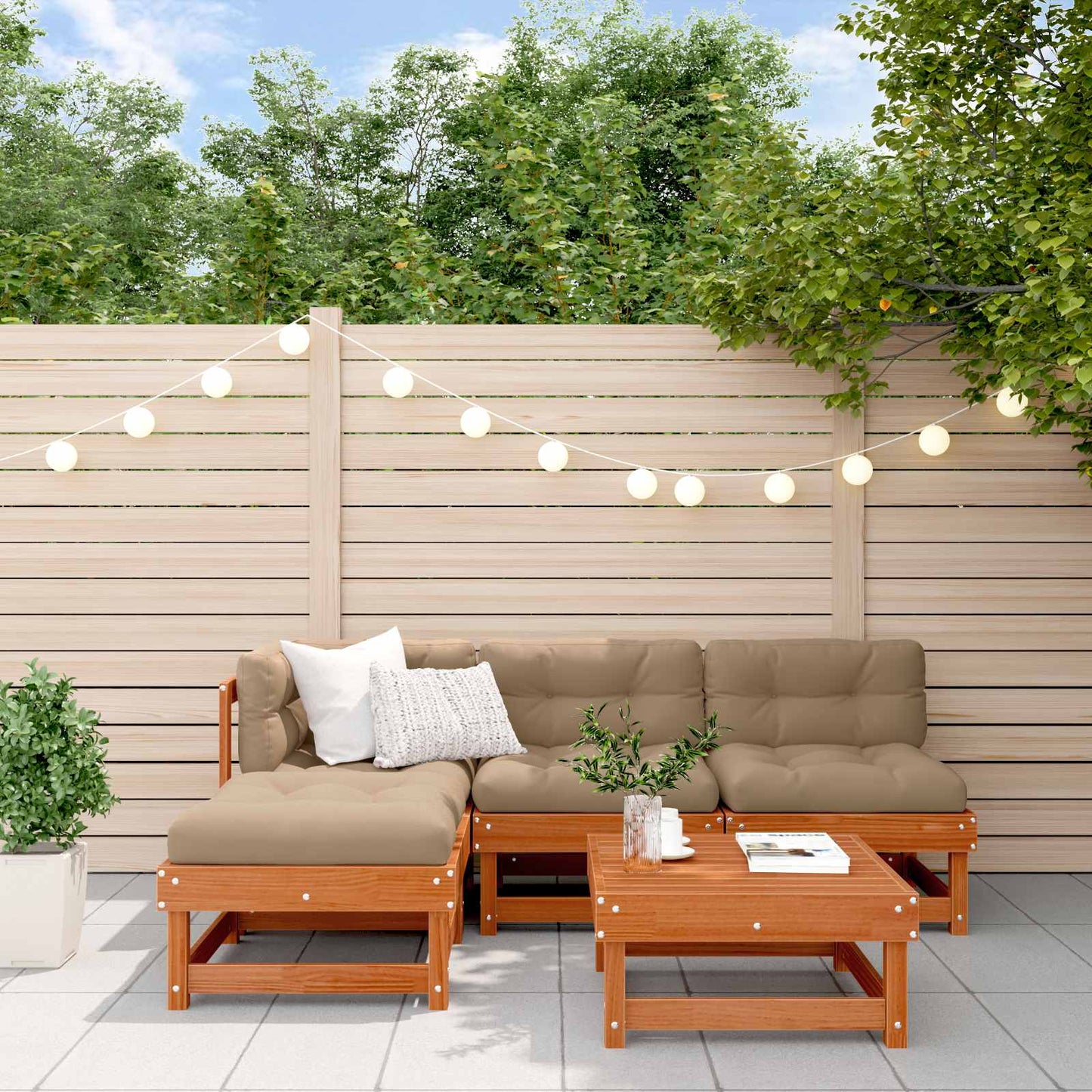 Set Lounge da Giardino 5 pcs Marrone Cera