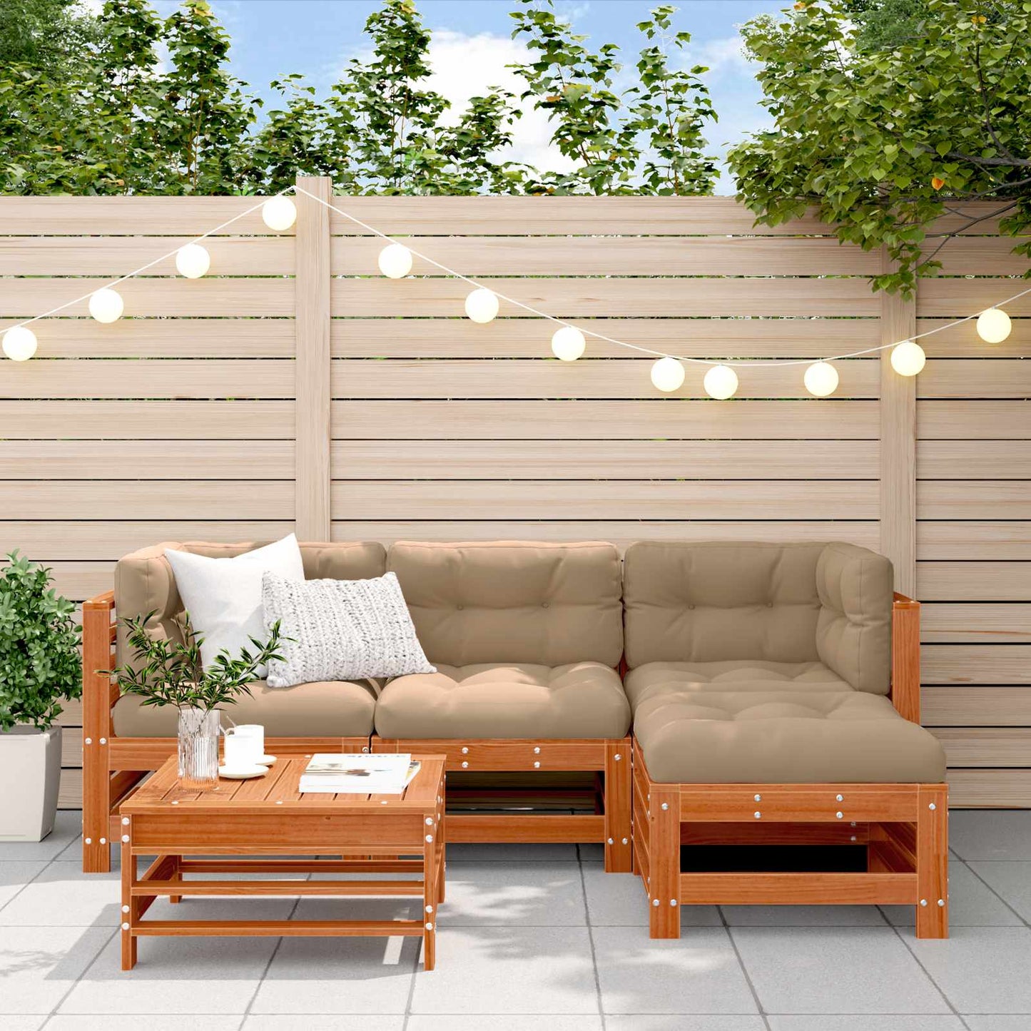 Set Lounge da Giardino 5 pcs Marrone Cera