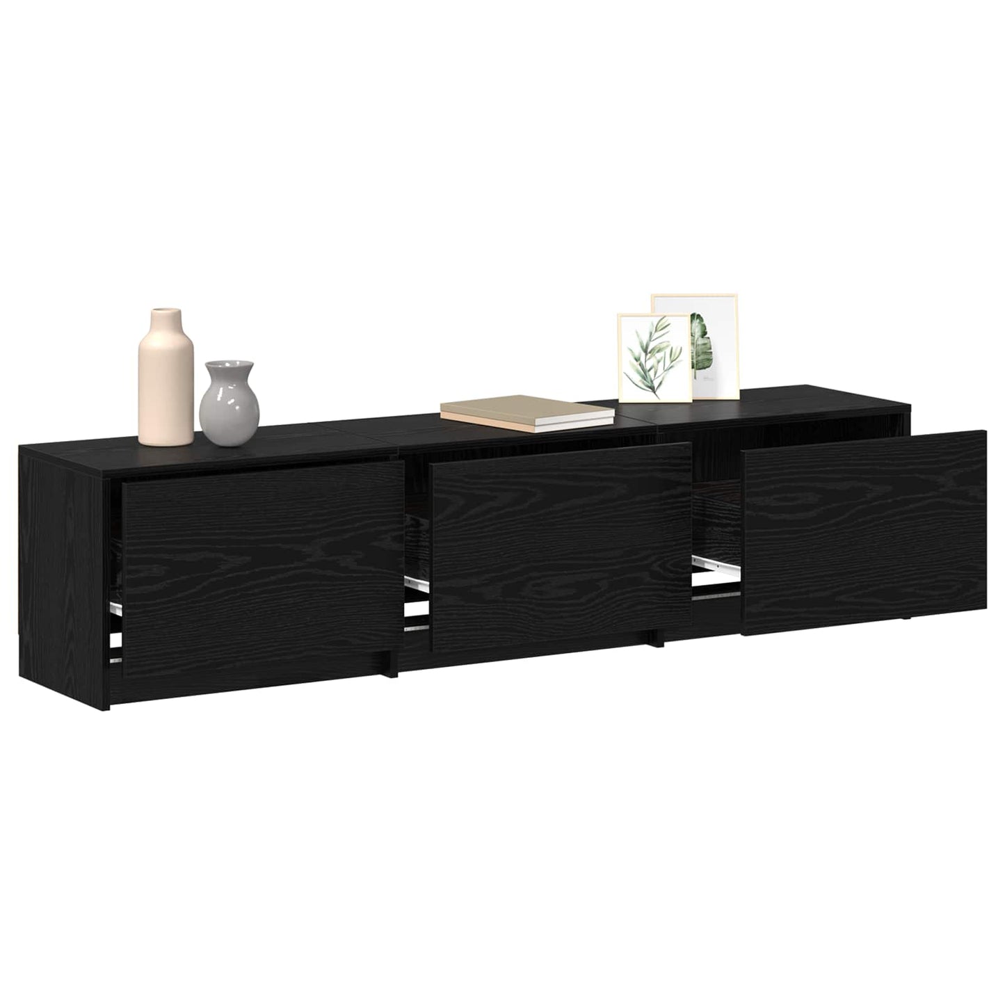 Mobile TV Rovere Nero 165 x 34 x 40 cm Legno multistrato