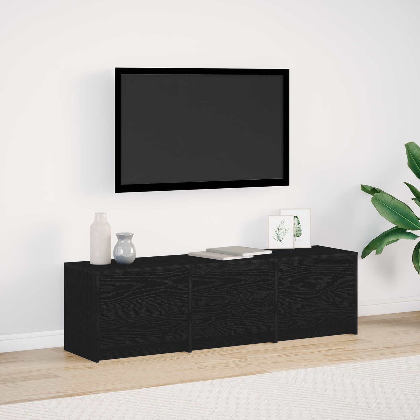 Mobile TV Rovere Nero 140 x 34 x 40 cm Legno multistrato
