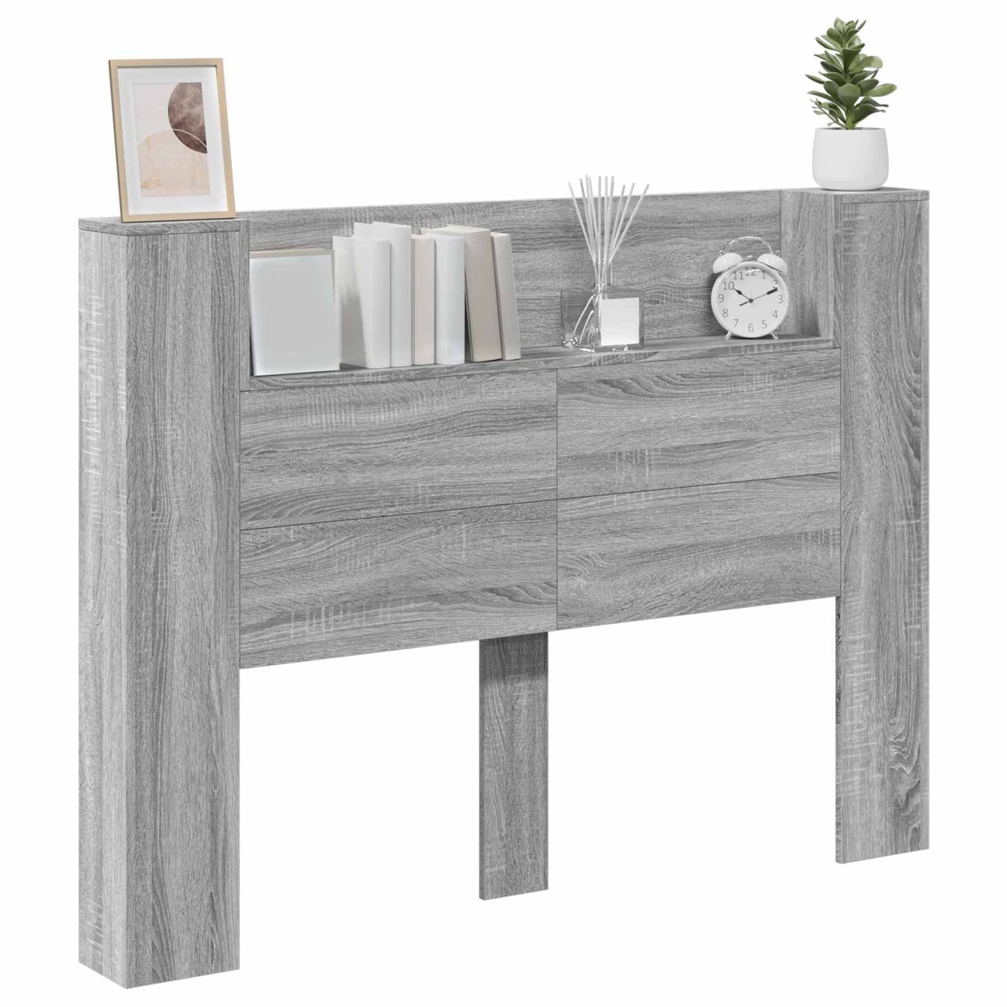 Testata con Mobile e LED Sonoma grigia 140 x 16,5 x 103,5 cm