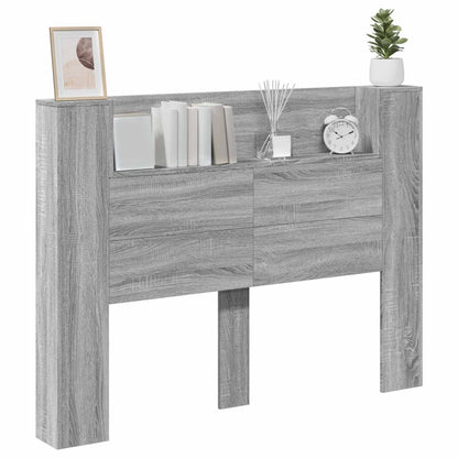 Testata con Mobile e LED Sonoma grigia 140 x 16,5 x 103,5 cm