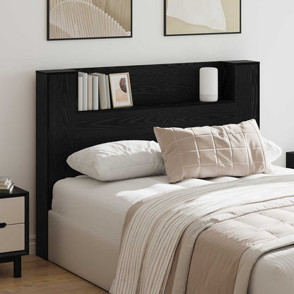Testata con Mobile e LED Rovere Nero 140 x 16,5 x 103,5 cm