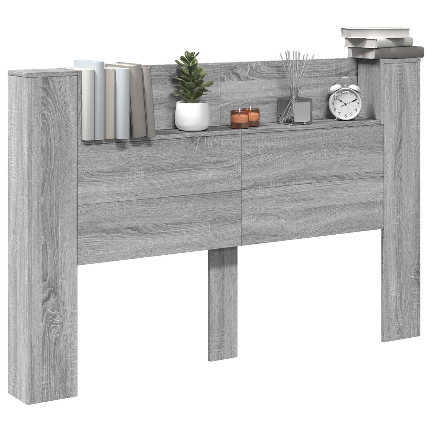 Testata con Mobile e LED Sonoma grigia 160 x 16,5 x 103,5 cm