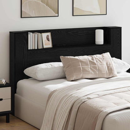 Testata con Mobile e LED Rovere Nero 160 x 16,5 x 103,5 cm