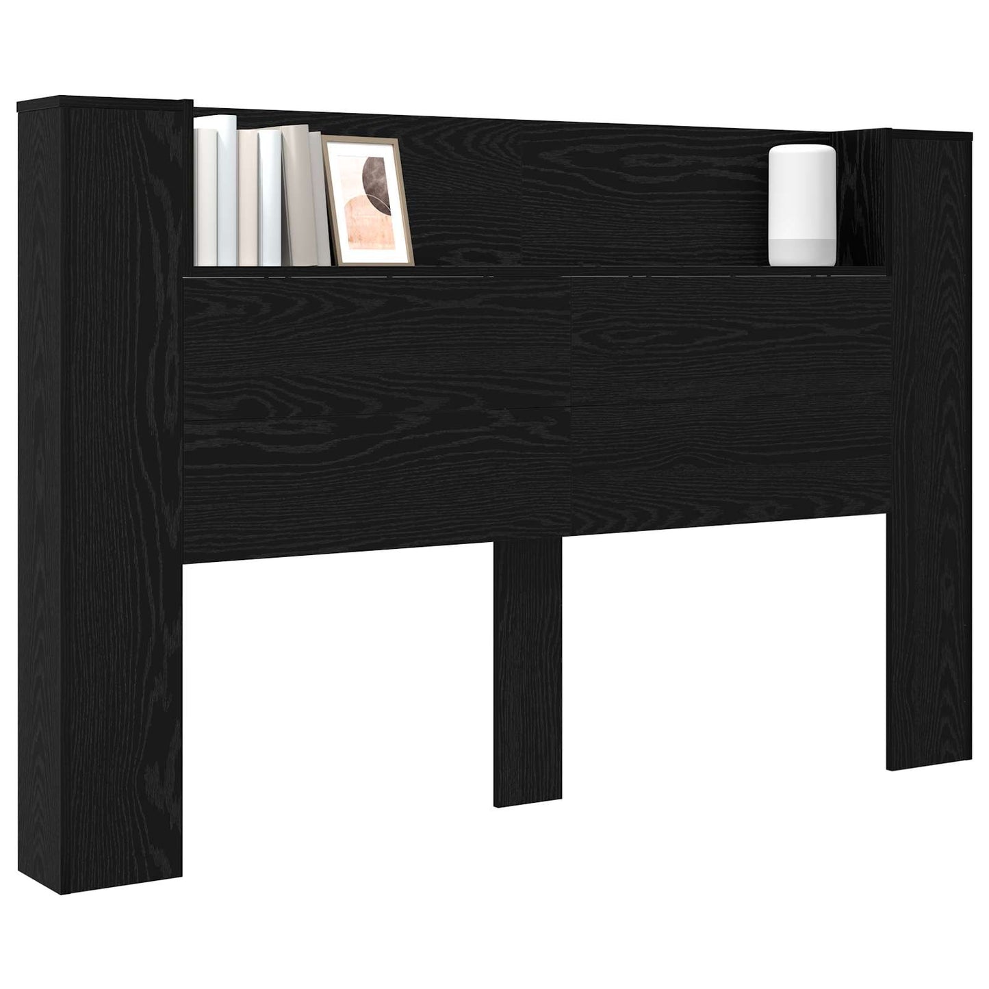 Testata con Mobile e LED Rovere Nero 160 x 16,5 x 103,5 cm