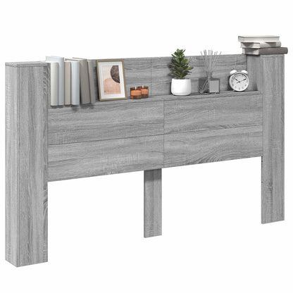 Testata con Mobile e LED Sonoma grigia 180 x 16,5 x 103,5 cm
