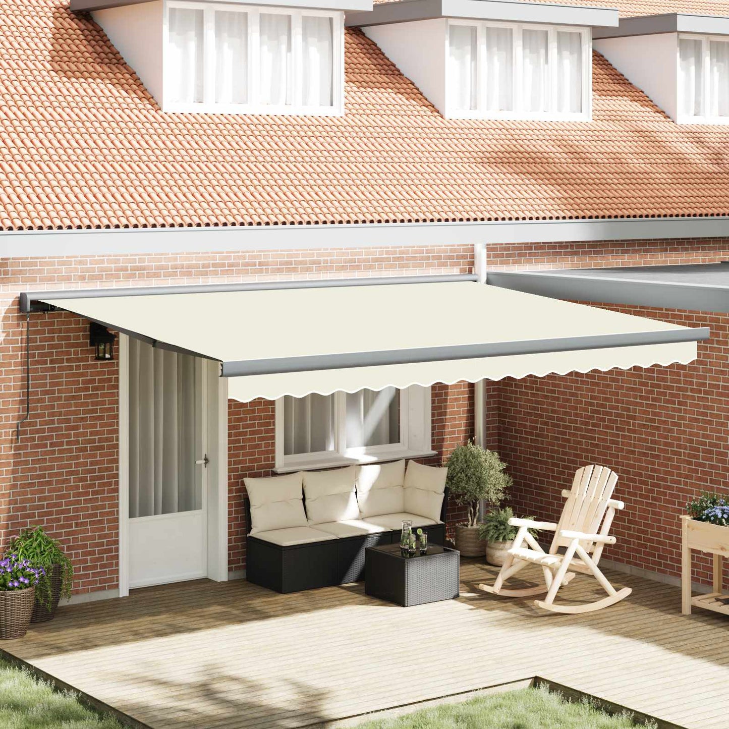 Tenda Retrattile Crema e Grigio 400 Ãƒâ€” 300 cm Tela e Alluminio