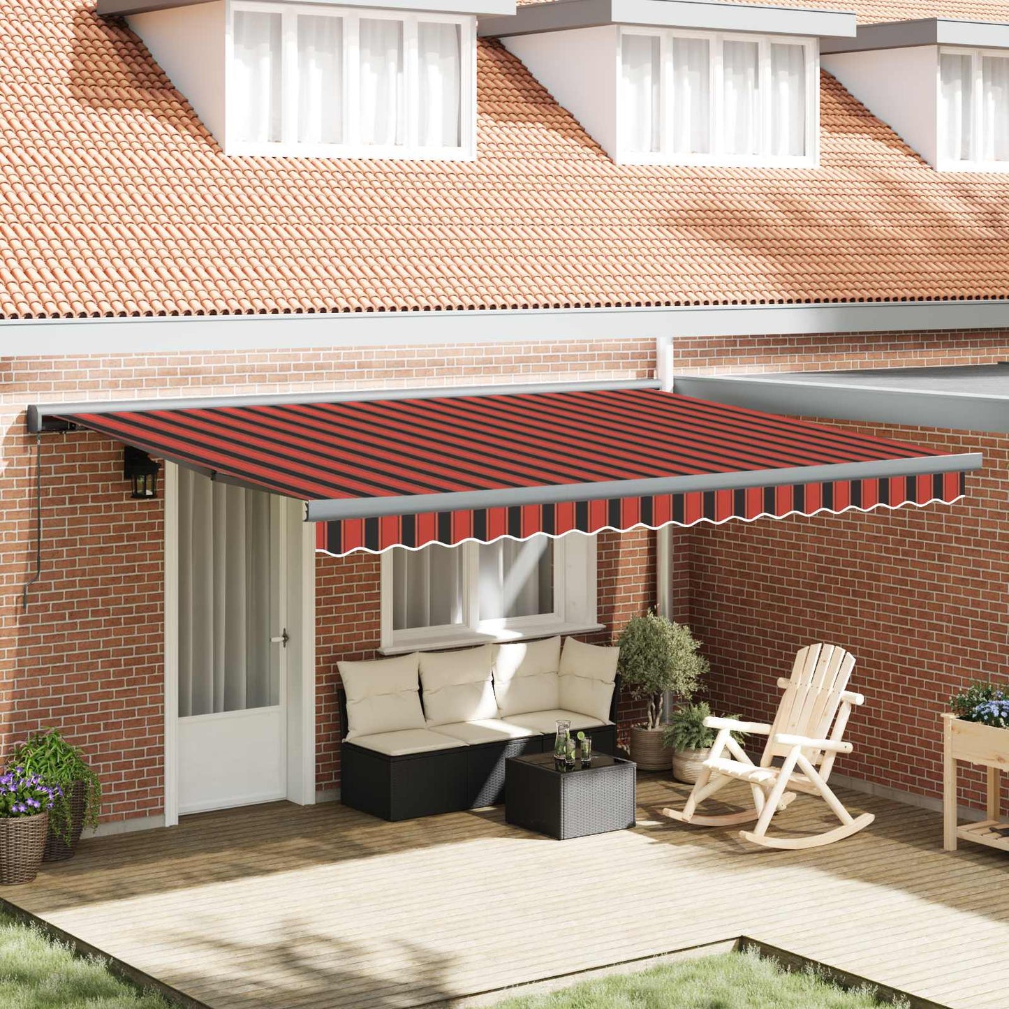 Tenda Retrattile Arancione e Nero 400 Ãƒâ€” 300 cm Tela e Alluminio