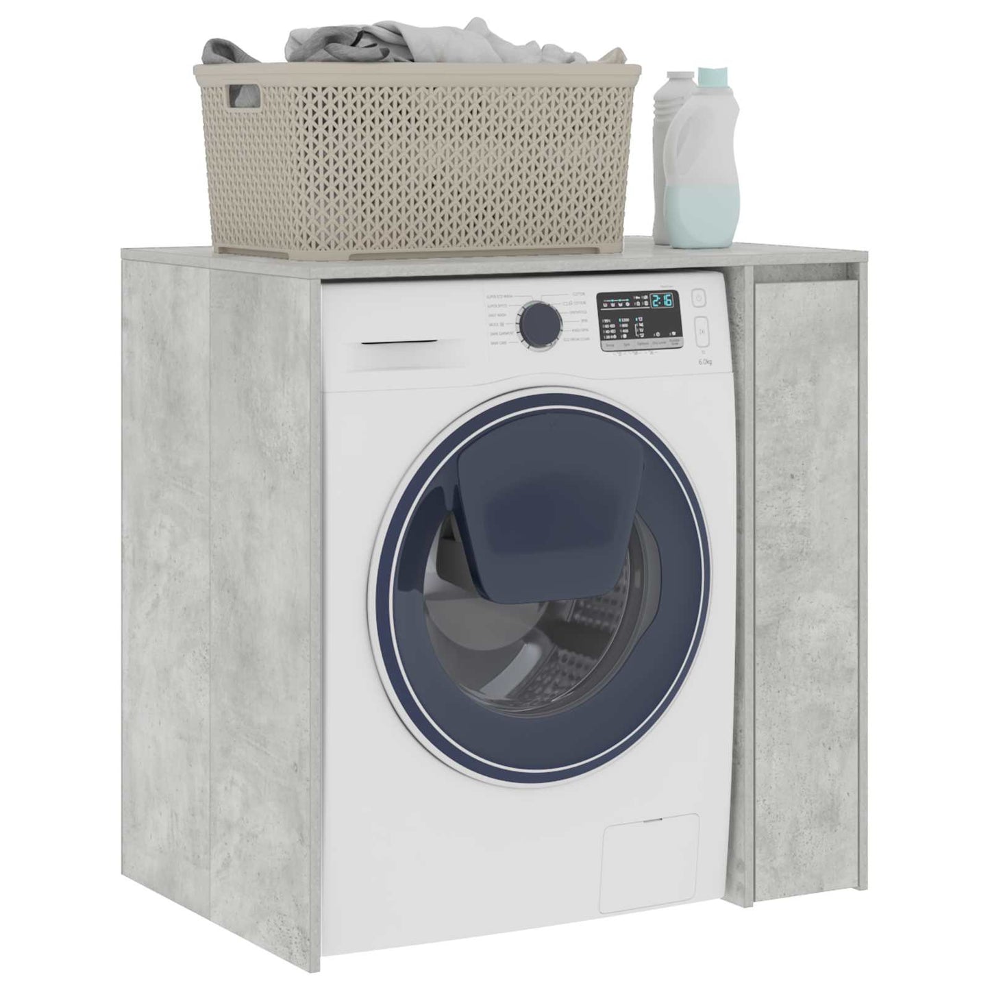 Mobiletto per lavatrice con porta Calcestruzzo 87 x 60 x 89 cm