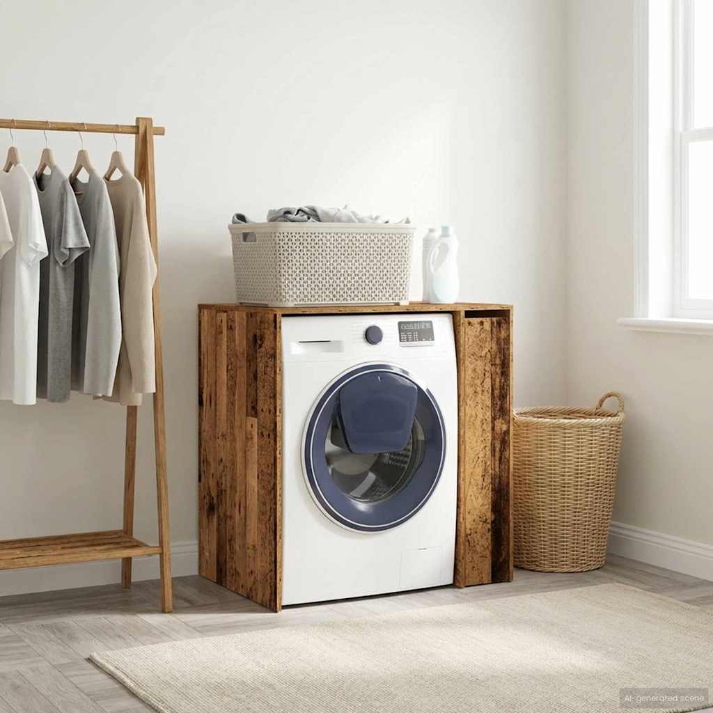 Mobiletto per lavatrice con porta Legno vecchio 87 x 60 x 89 cm