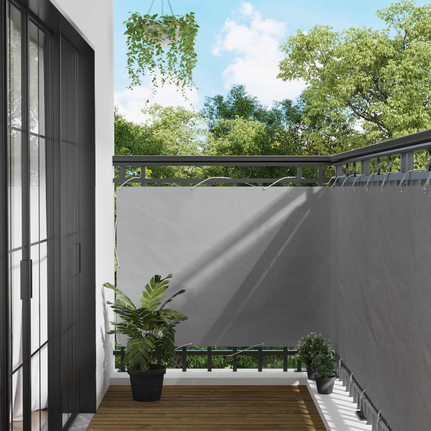 Schermo da balcone Grigio chiaro 110 x 500 cm Tessuto Oxford