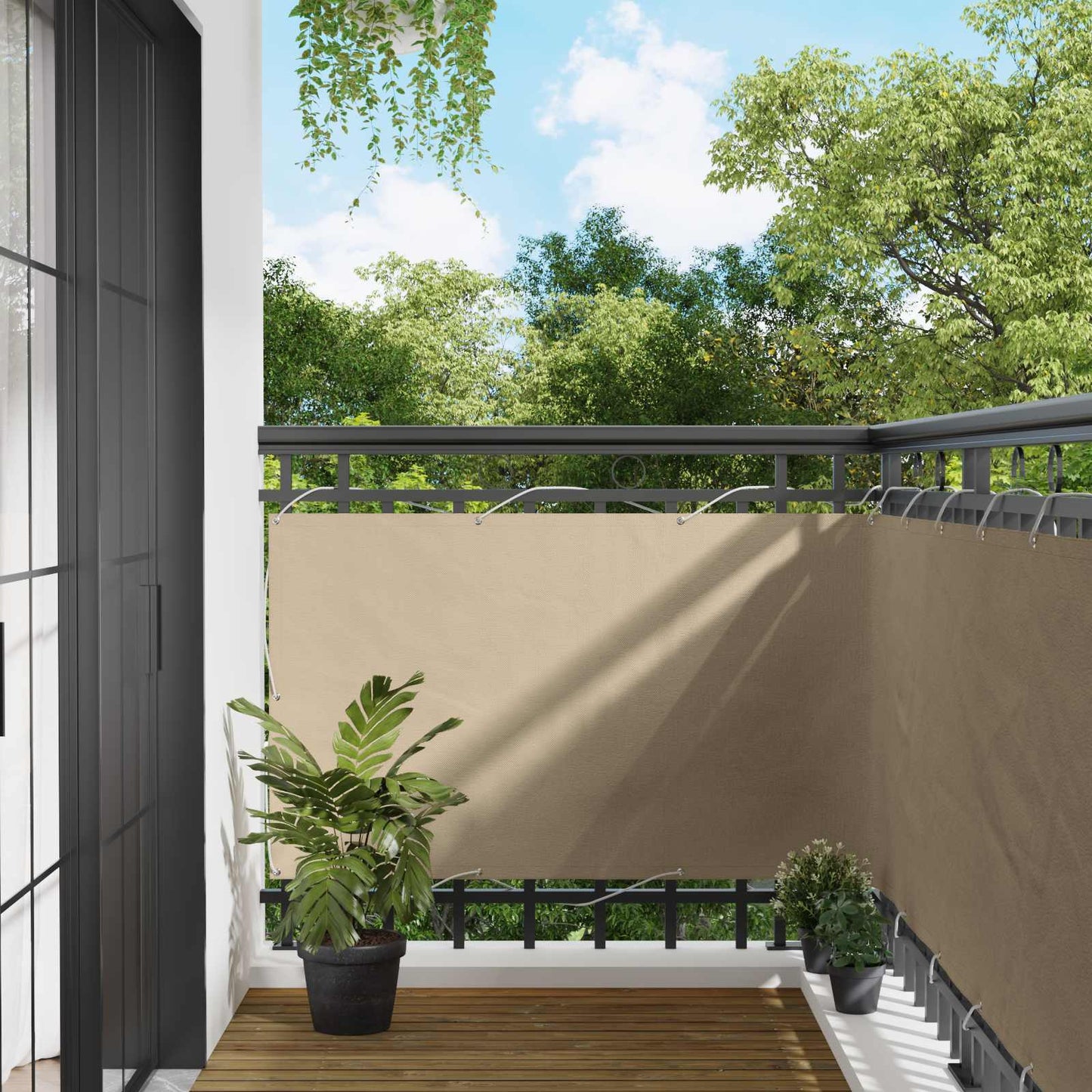 Schermo da balcone Beige 100 x 700 cm Tessuto Oxford