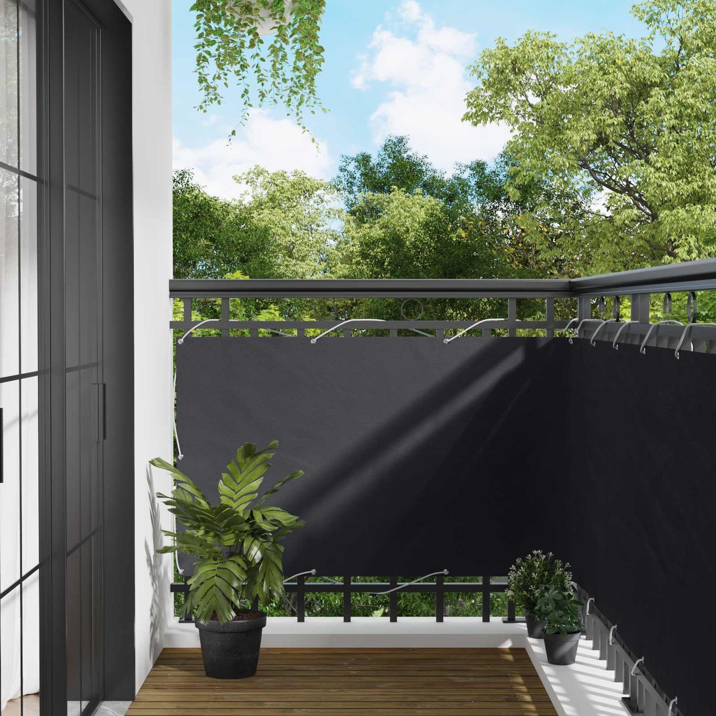Schermo da balcone Nero 100 x 800 cm Tessuto Oxford