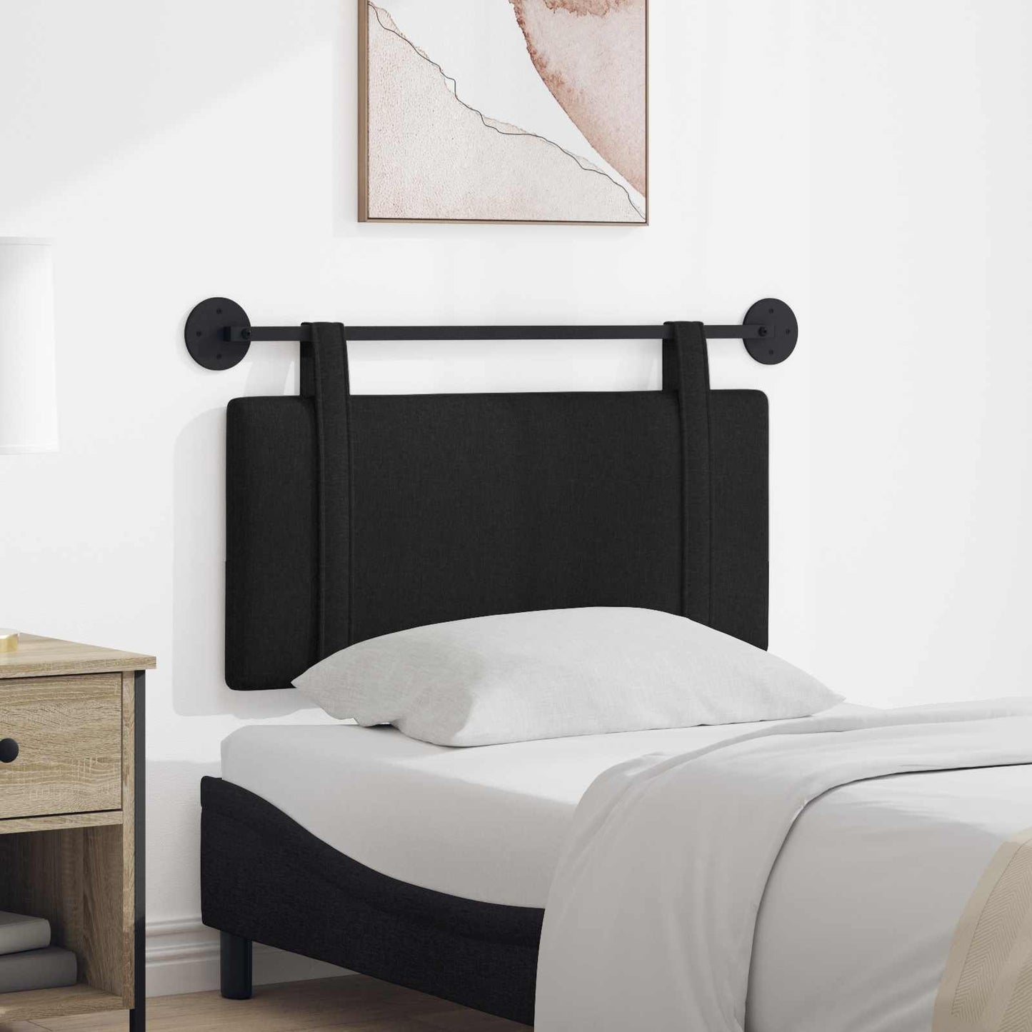 Testata appesa Montaggio a parete Nero 90 x 55 x 5 cm Tessuto