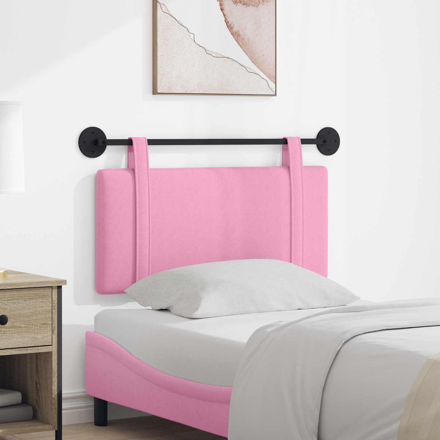 Testata appesa Montaggio a parete Rosa 90 x 55 x 5 cm Tessuto