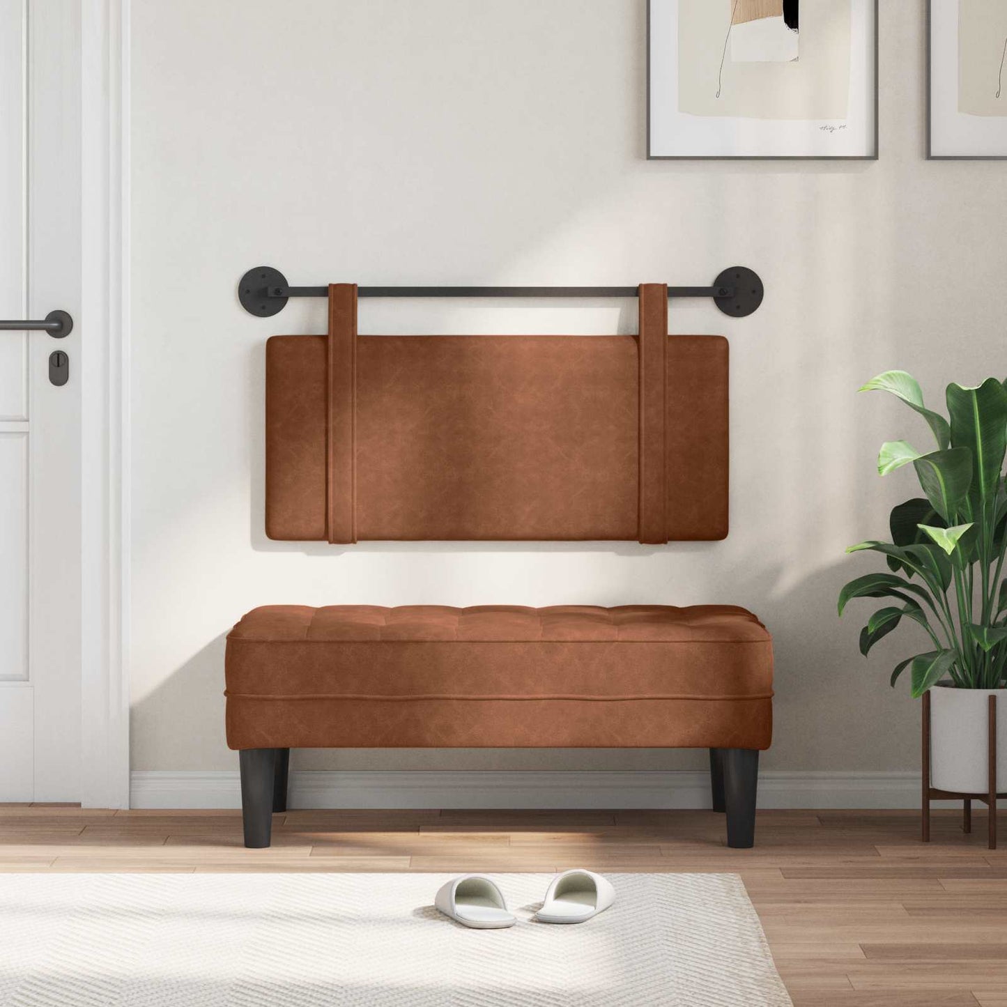 Testata appesa Tinta unita Marrone 90 x 55 x 5 cm PU Antico