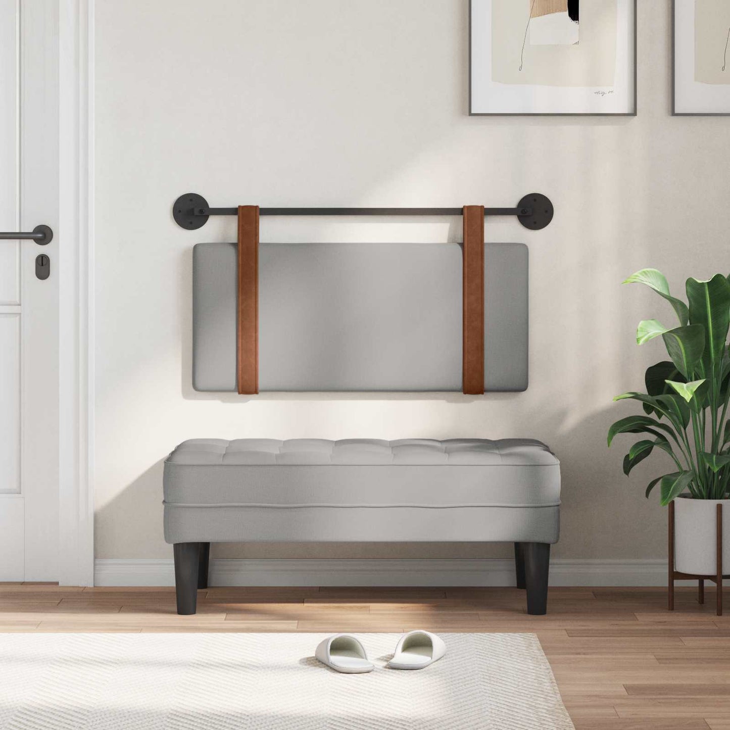 Testata appesa Grigio Nuvola 90 x 55 x 5 cm PU Antico